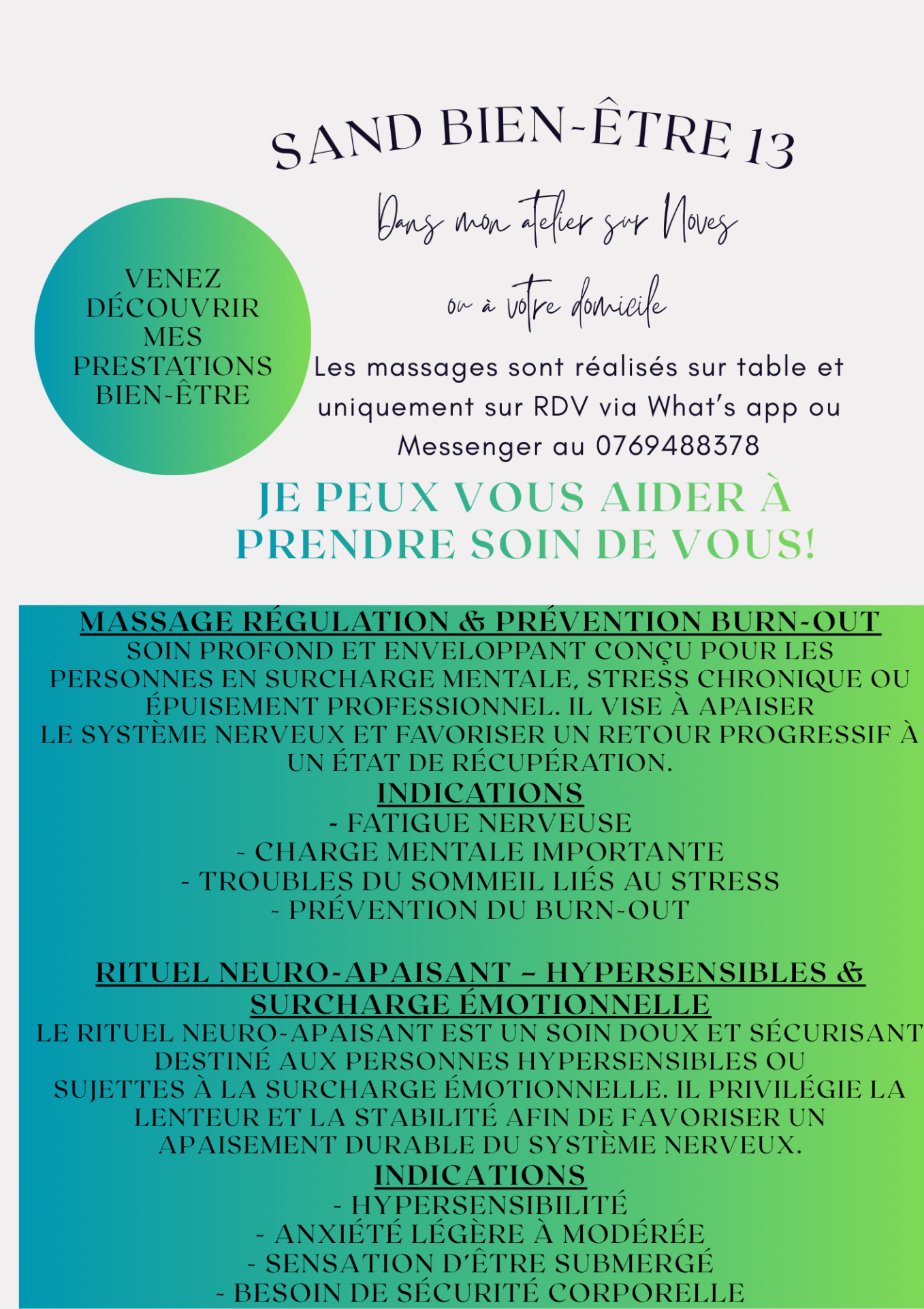 Massage et rituel gestion du stress et prévention Burn Out